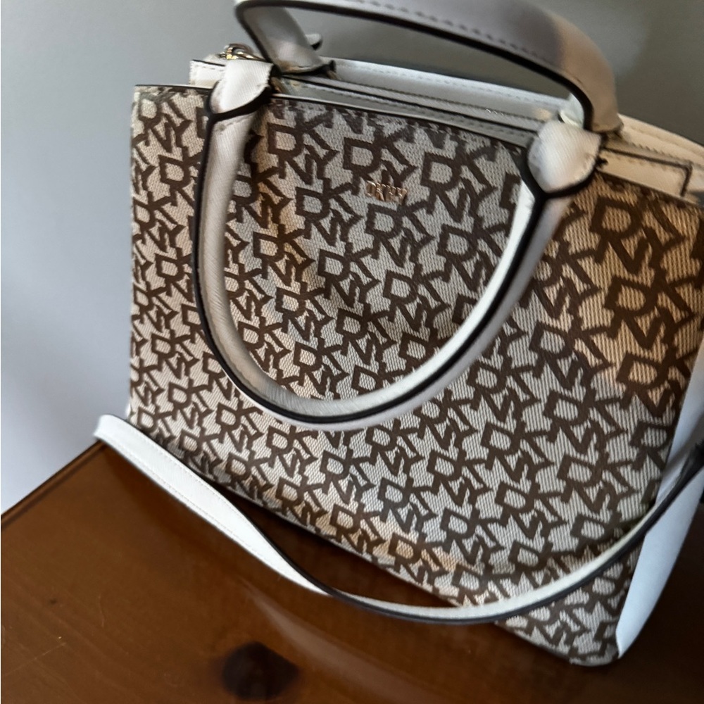 DKNY Brown and Cream Patterned purse